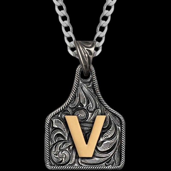Medium Initial Cow Tag Necklace 